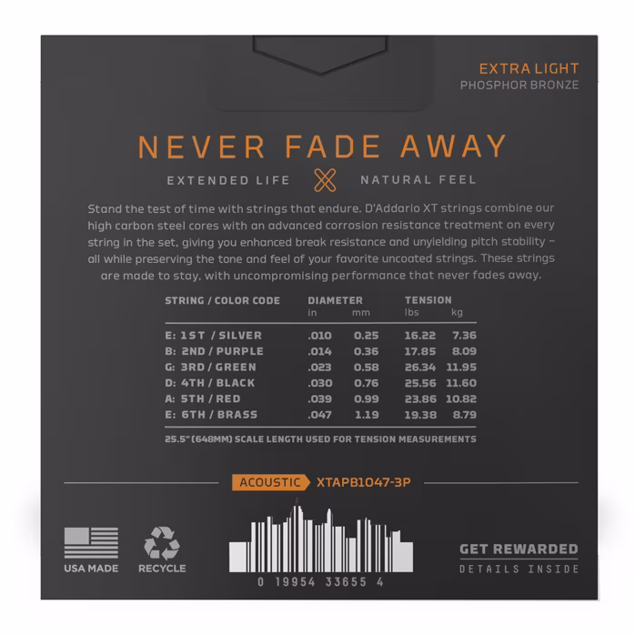 D'Addario XTAPB1047-3P (rozbalené) - Kovové struny pro akustickou kytaru