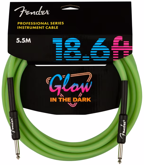 Fender Professional Glow in the Dark Cable, Green, 18.6' - Nástrojový kabel