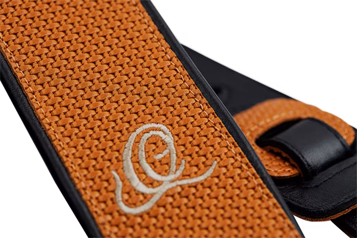 Ortega Leather Strap Orange Braid - Kytarový popruh