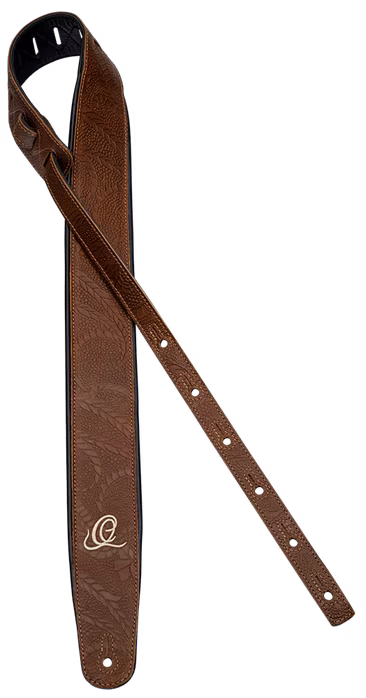 Ortega Leather Strap Natural Brown Flora - Kytarový popruh
