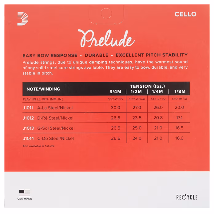 D'Addario Prelude vcl 1/2 M - Violoncellové struny