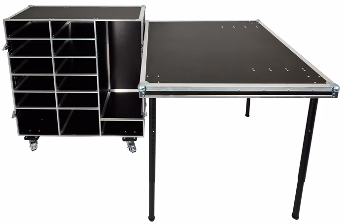 Razzor Cases Přepravní box na merch v kombinaci s prodejním pultem - Univerzální transportní case