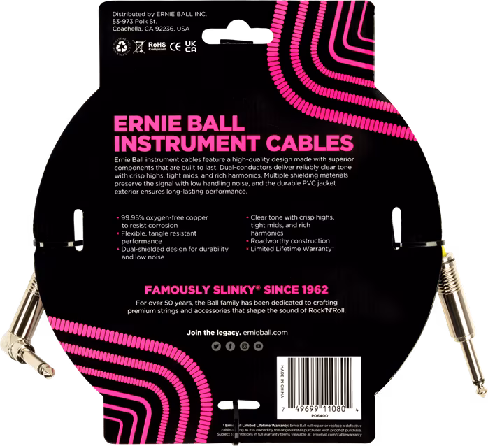 Ernie Ball Instrument Cable 15' White - Nástrojový kabel