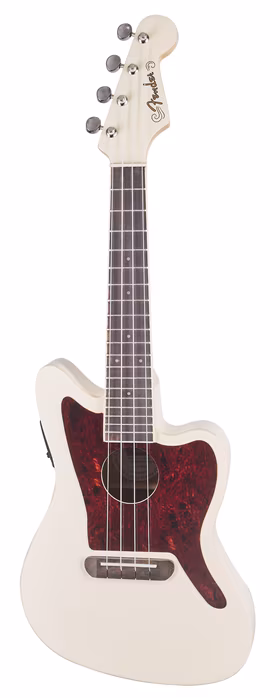 Fender Fullerton Jazzmaster Uke Olympic White (rozbalené) - Elektroakustické ukulele