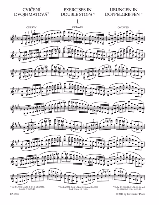 KN Otakar Ševčík - Škola houslové techniky op. 1, sešit 4, Cvičení dvojhmatová a flažoletová - Škola hry na housle