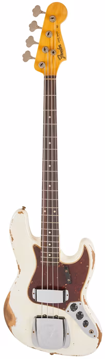 Fender Custom Shop Jazz Bass® 61 Heavy Relic® Aged Olympic White - Elektrická baskytara