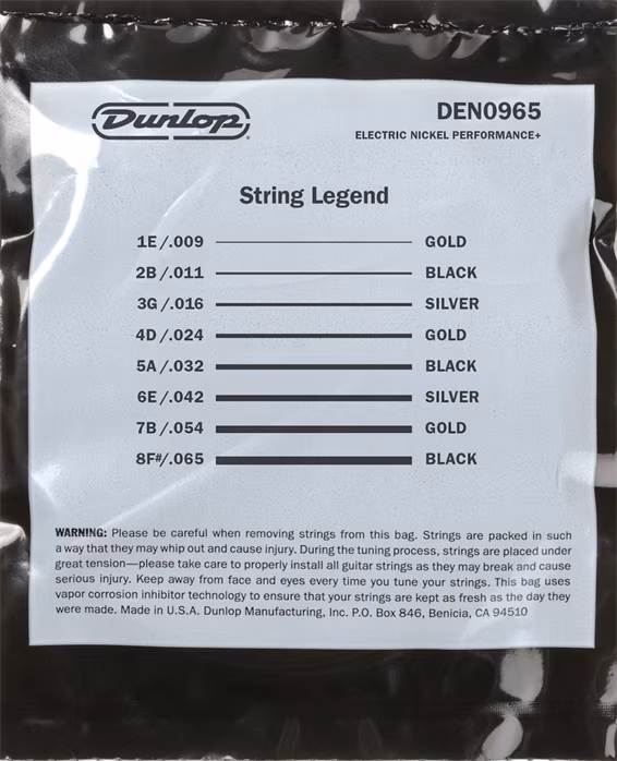 Dunlop DEN0965 - Struny pro osmistrunnou elektrickou kytaru