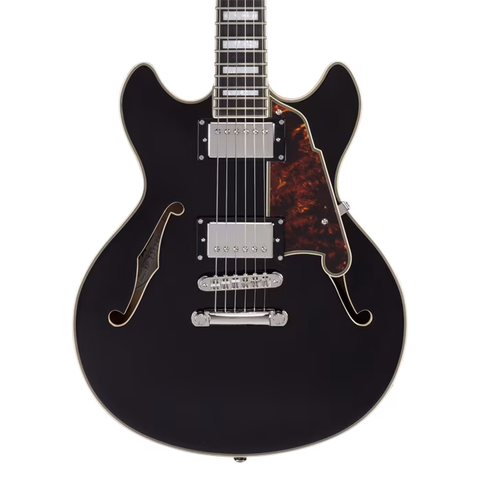 D'Angelico Premier Mini DC Double Cutaway Stop-Bar Tailpie CE Black Flake - Semiakustická kytara