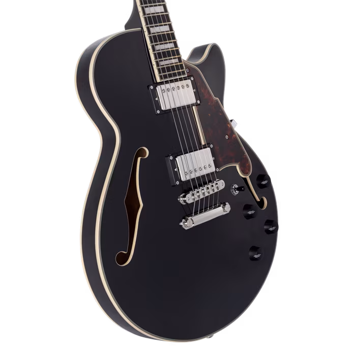 D'Angelico Premier SS Single Cutaway Stop-Bar Tailpie CE Black Flake (použité) - Semiakustická kytara