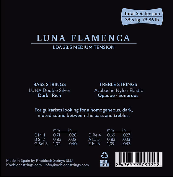 Knobloch LUNA FLAMENCA Double Silver AZ Nylon Medium Tension 33.5 - Nylonové struny pro klasickou kytaru