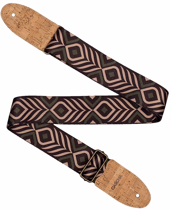 Cascha CGS-VC9 Guitar Strap Vegan Cork Green Chevron - Kytarový popruh