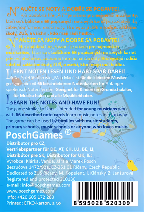 PoschGames Notové karty pro Nejmenší - Hudební nauka