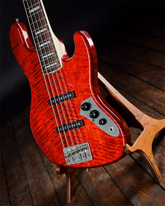 Papež Jazz Bass 5 Custom Trans Red - Elektrická baskytara