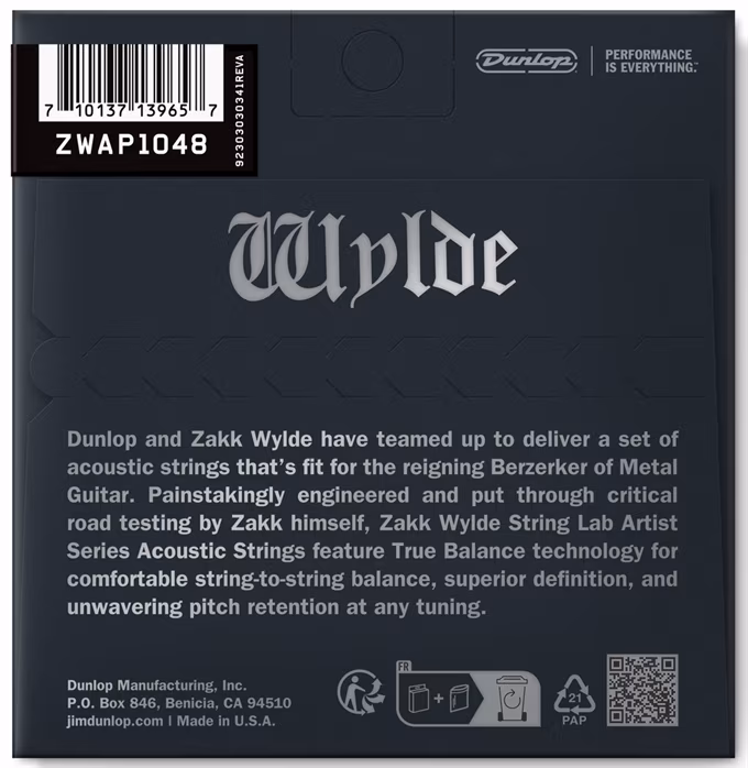 Dunlop Zakk Wylde Acoustic 10-48 - Kovové struny pro akustickou kytaru