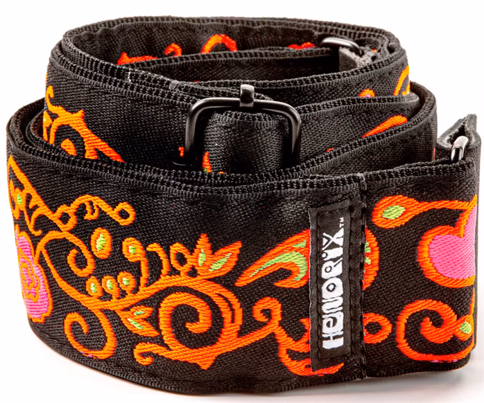Dunlop Jimi Hendrix Blacklight Monterey Orange Strap - Kytarový popruh