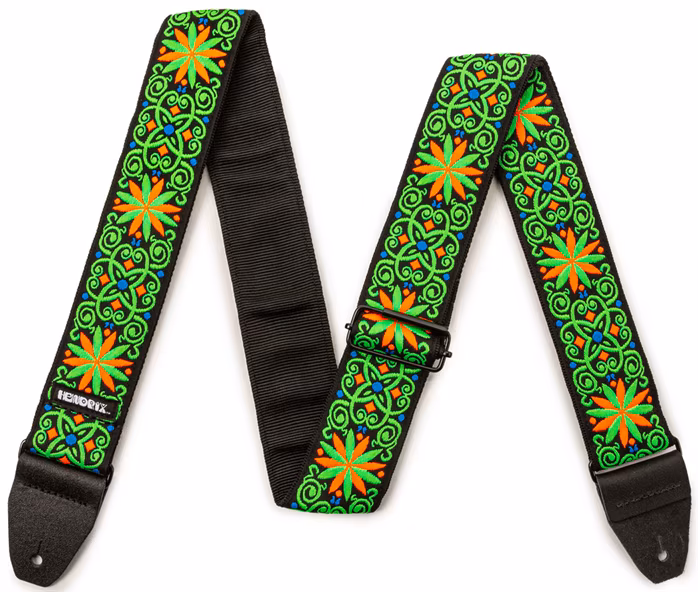 Dunlop Jimi Hendrix Blacklight Fillmore Green Strap - Kytarový popruh