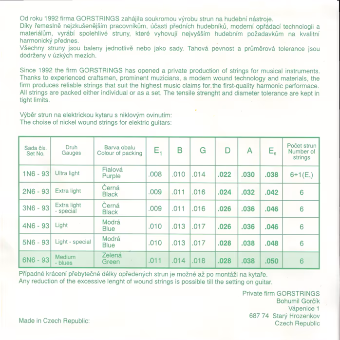 Gorstrings Gor 6N693 1150 Blues - Struny pro elektrickou kytaru
