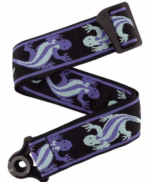 D'Addario Auto Lock Vintage Green/Blue Lizards - Kytarový popruh