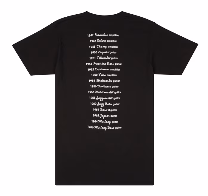 Fender Logo Date Back Tee Black XXL - Tričko