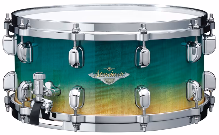 Tama Starclassic Maple Exotic Snare Drum 14" x 5,5" - Marine Shoreline Movingui Fade/Chrome HW - Snare bubínek
