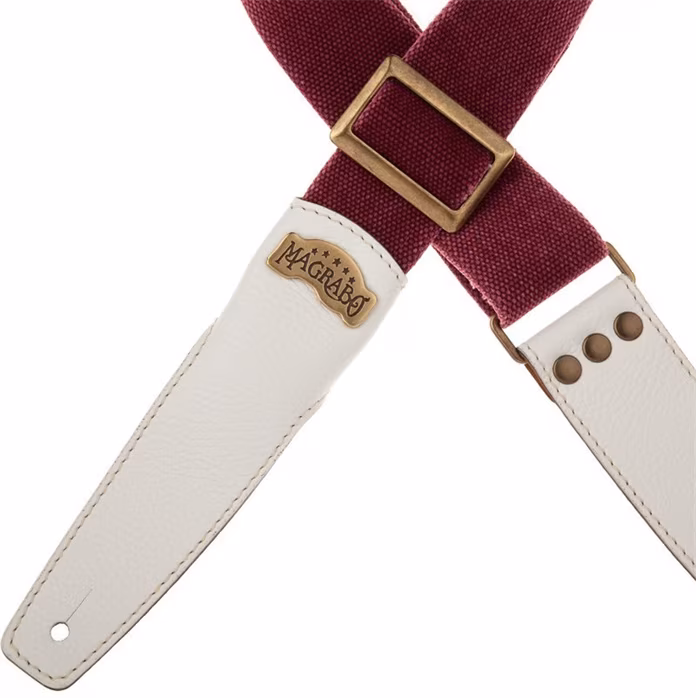 Magrabò Stripe SS Cotton Washed Bordeaux 5 cm, White - Kytarový popruh