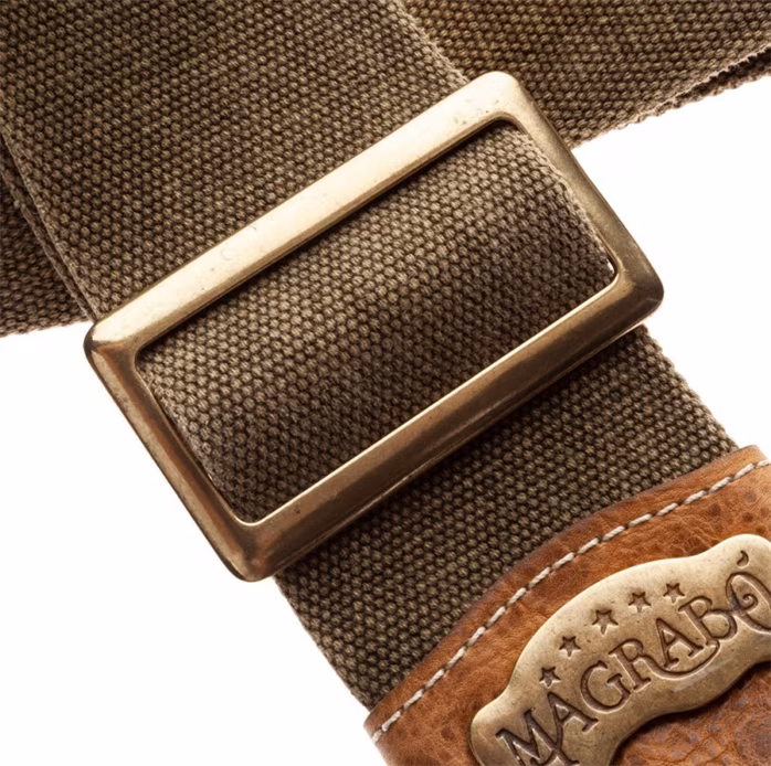 Magrabò Stripe SS Cotton Washed Olive Green, Aged 959 - Kytarový popruh