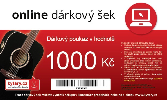 Kytary.cz Online dárkový šek 1000 Kč