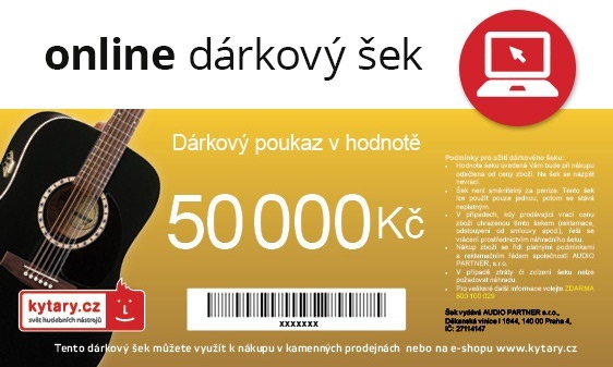 Kytary.cz Online dárkový šek 50 000 Kč