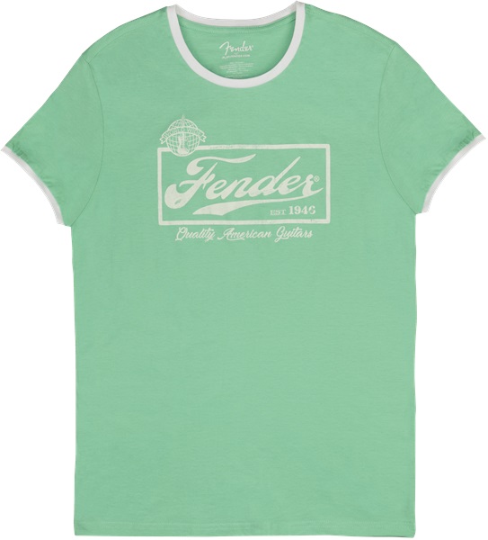 Fender Beer Label Ringer T-Shirt Surf Green S