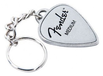 Fender Medium Pick Keychain Pewter