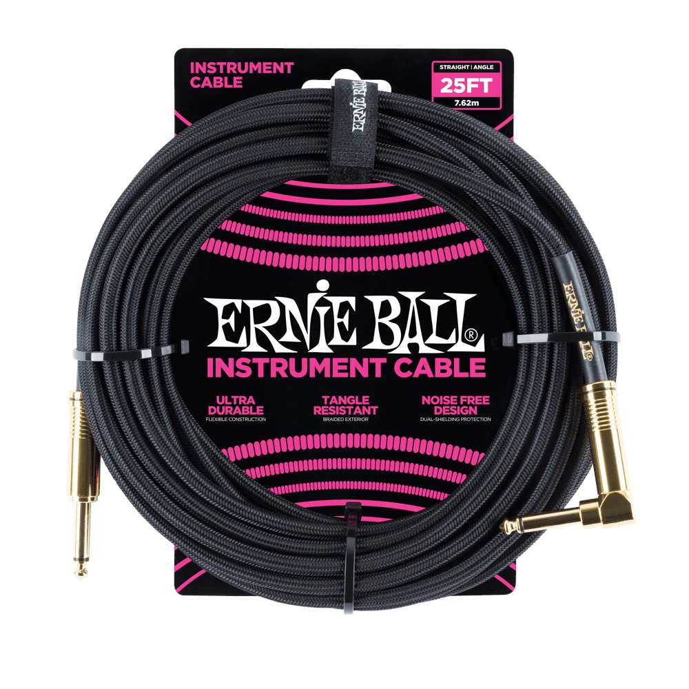 Ernie Ball 25' Braided Cable Black