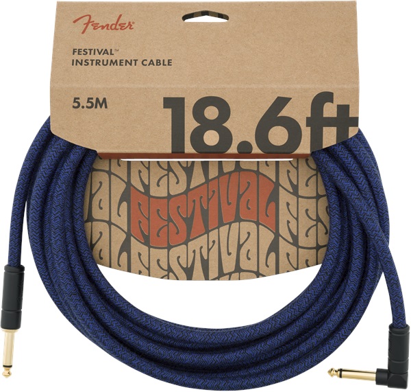 Fender Festival Instrument Cable 18.6' Cotton Blue Dream