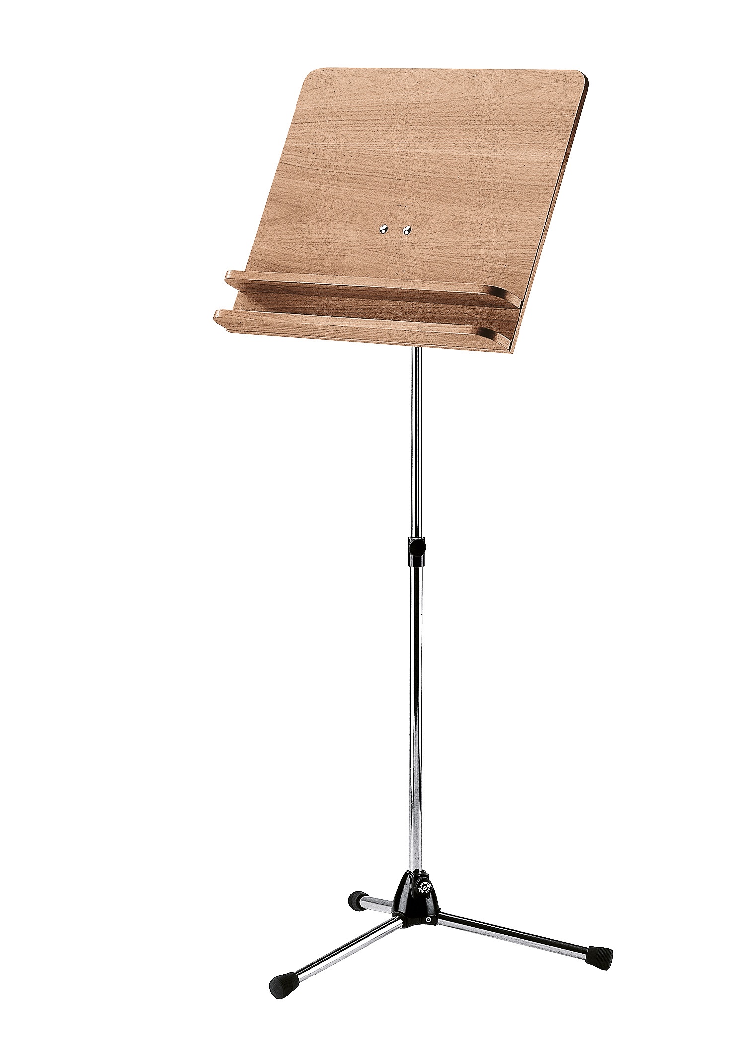 Fotografie Konig & Meyer 118/3 Orchestra Music Stand Chrome - Walnut Wooden Desk König & Meyer