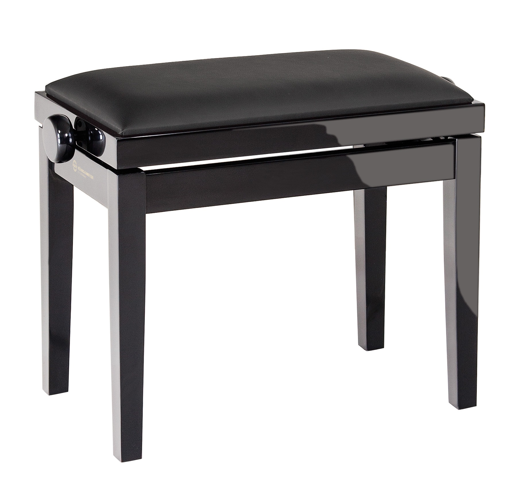 Fotografie Konig & Meyer Piano Bench Black Glossy Finish Black Imitation Leather Seat König & Meyer