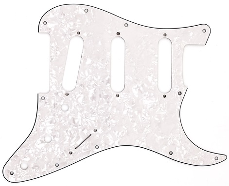 Fender Pickguard, Stratocaster S/S/S, 11-Hole Mount, White Pearl, 4-Pl