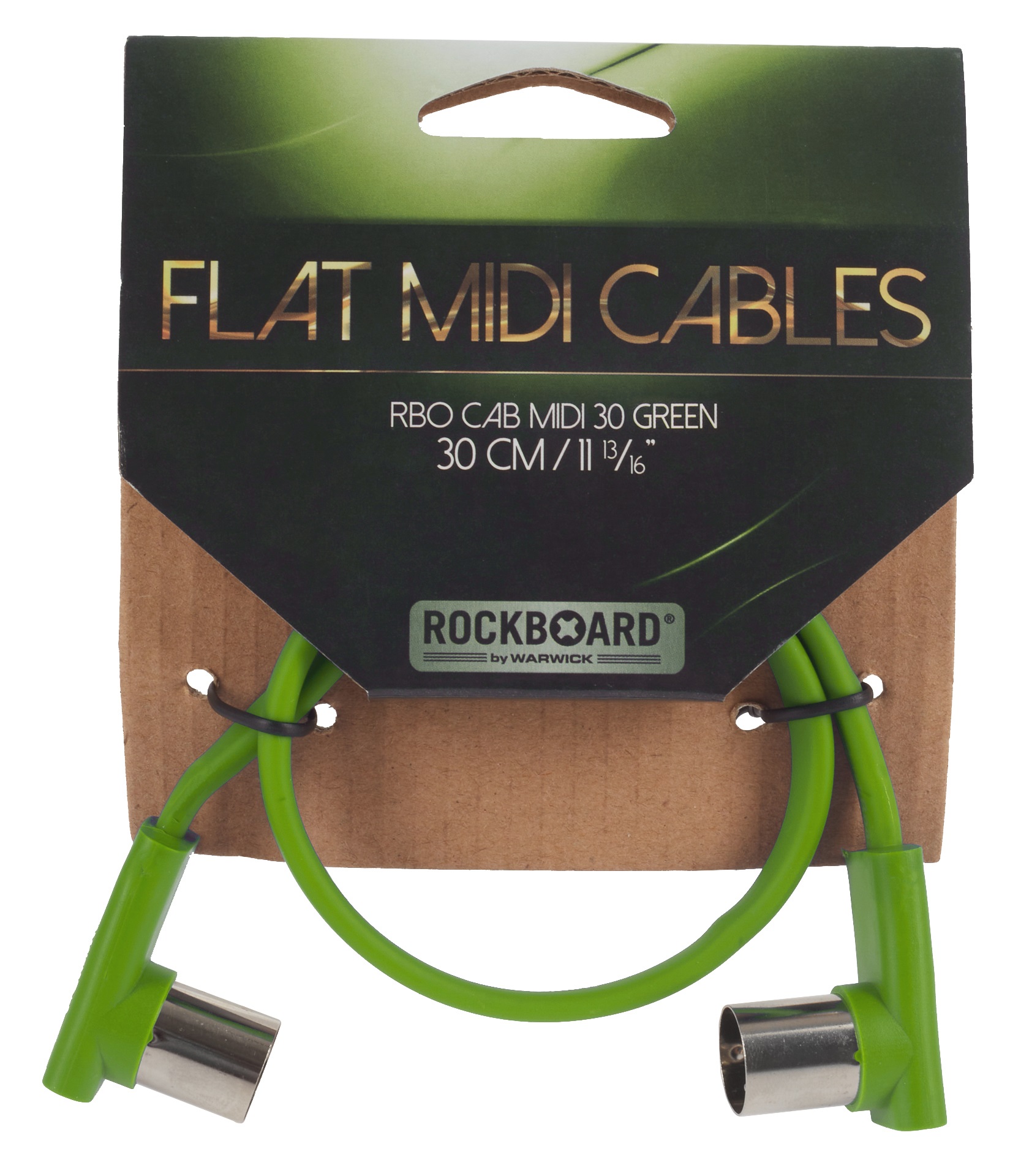 Fotografie RockBoard Flat MIDI Cable - 30 cm Green Rockboard