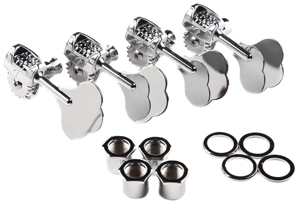 Fender Deluxe "F" Stamp Bass Tuning Machines, (4), Chrome