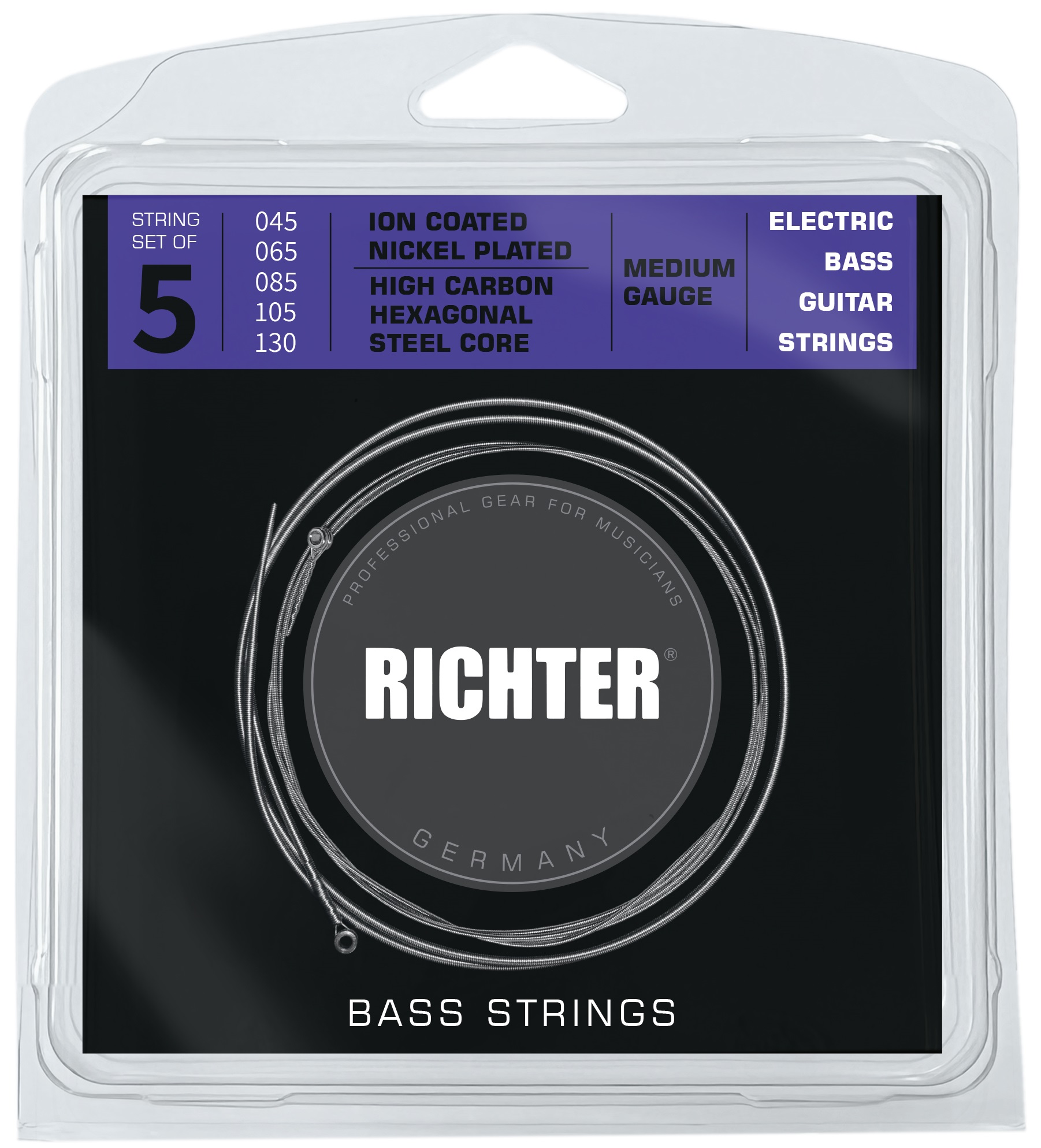 Fotografie Richter Electric Bass Strings Ion Coated, 5-String, Medium 45-130