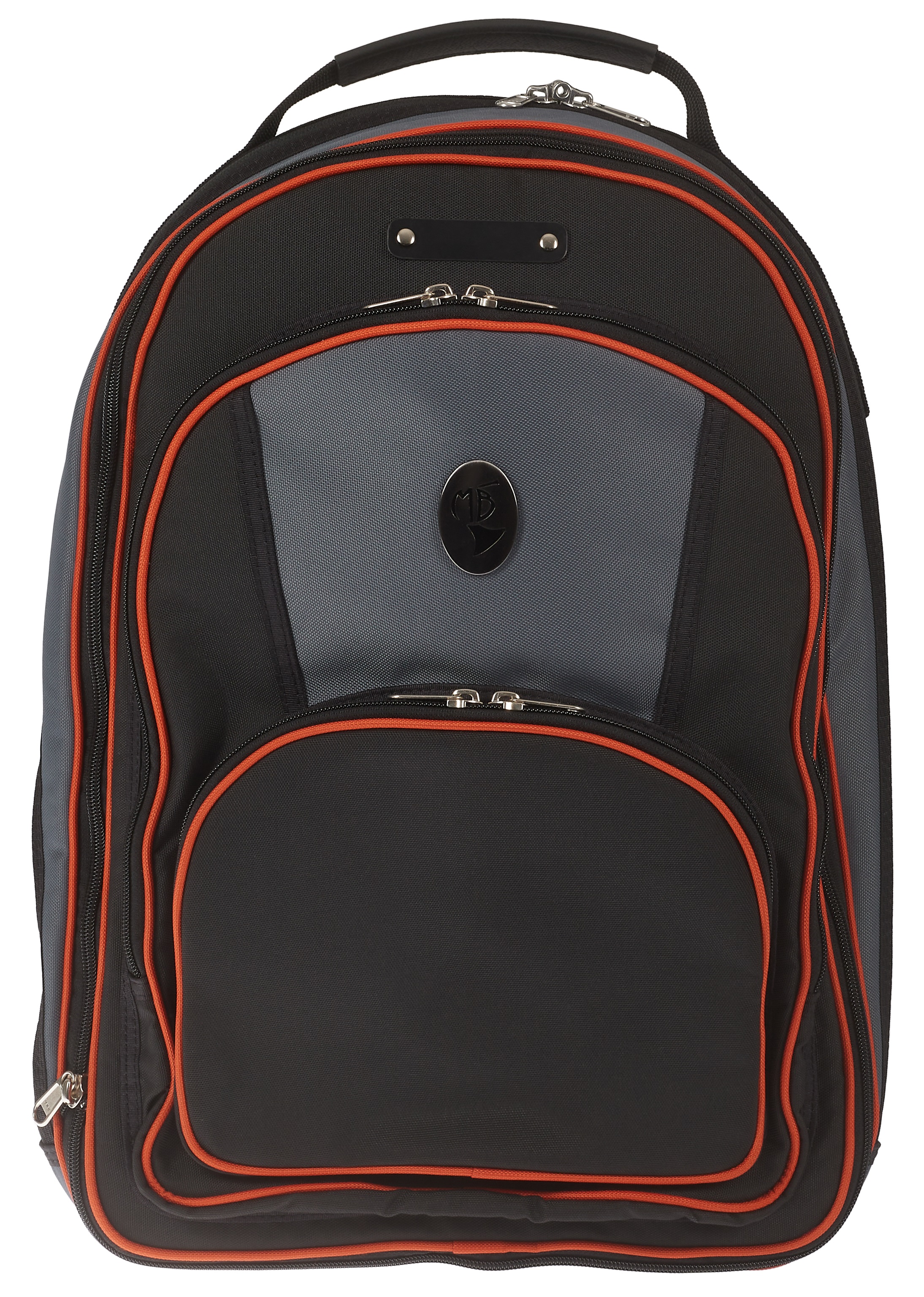 Marcus Bonna MB Backpack Bag, Black/Grey Nylon, Orange Piping, Bell Pr