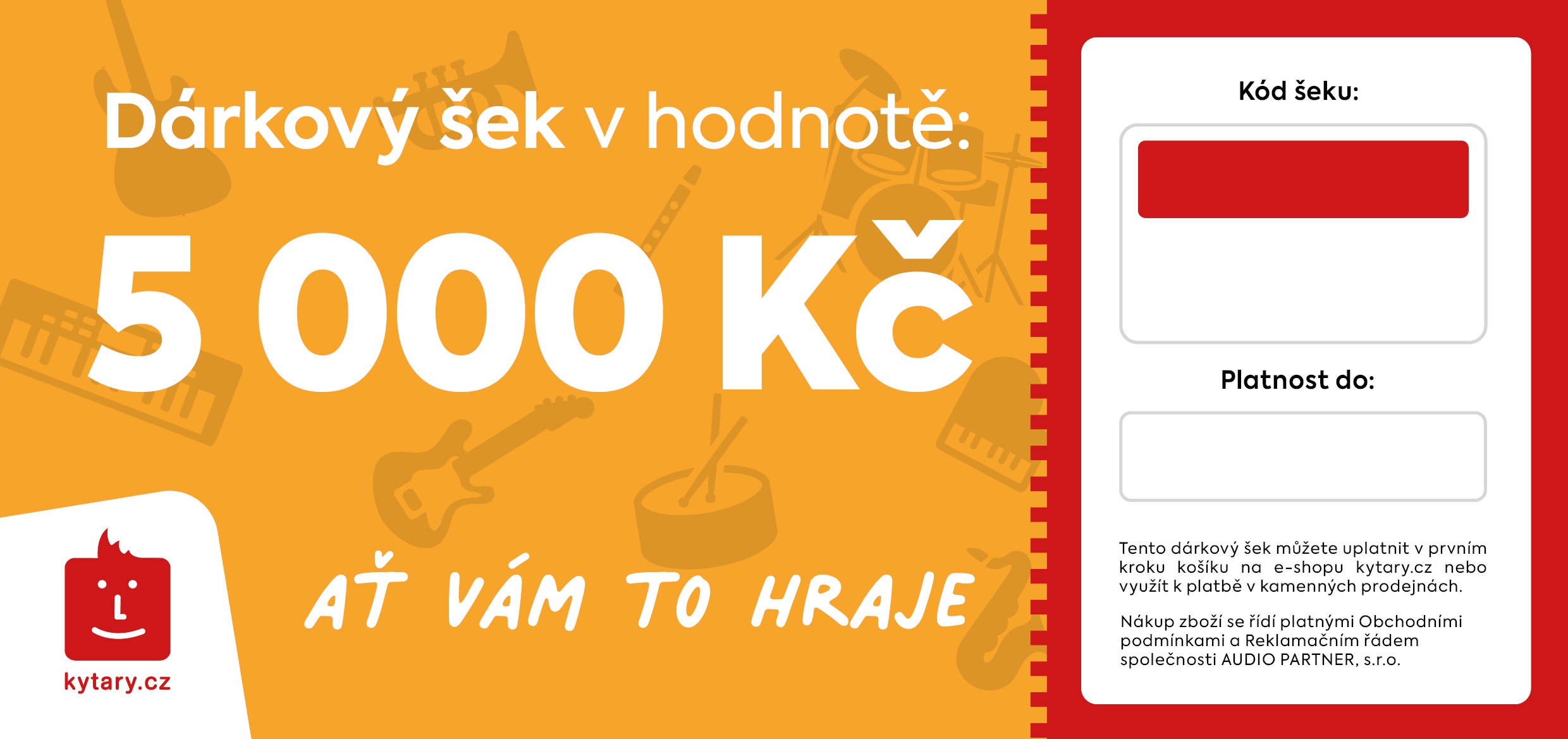 Kytary.cz Online dárkový šek 5000 Kč