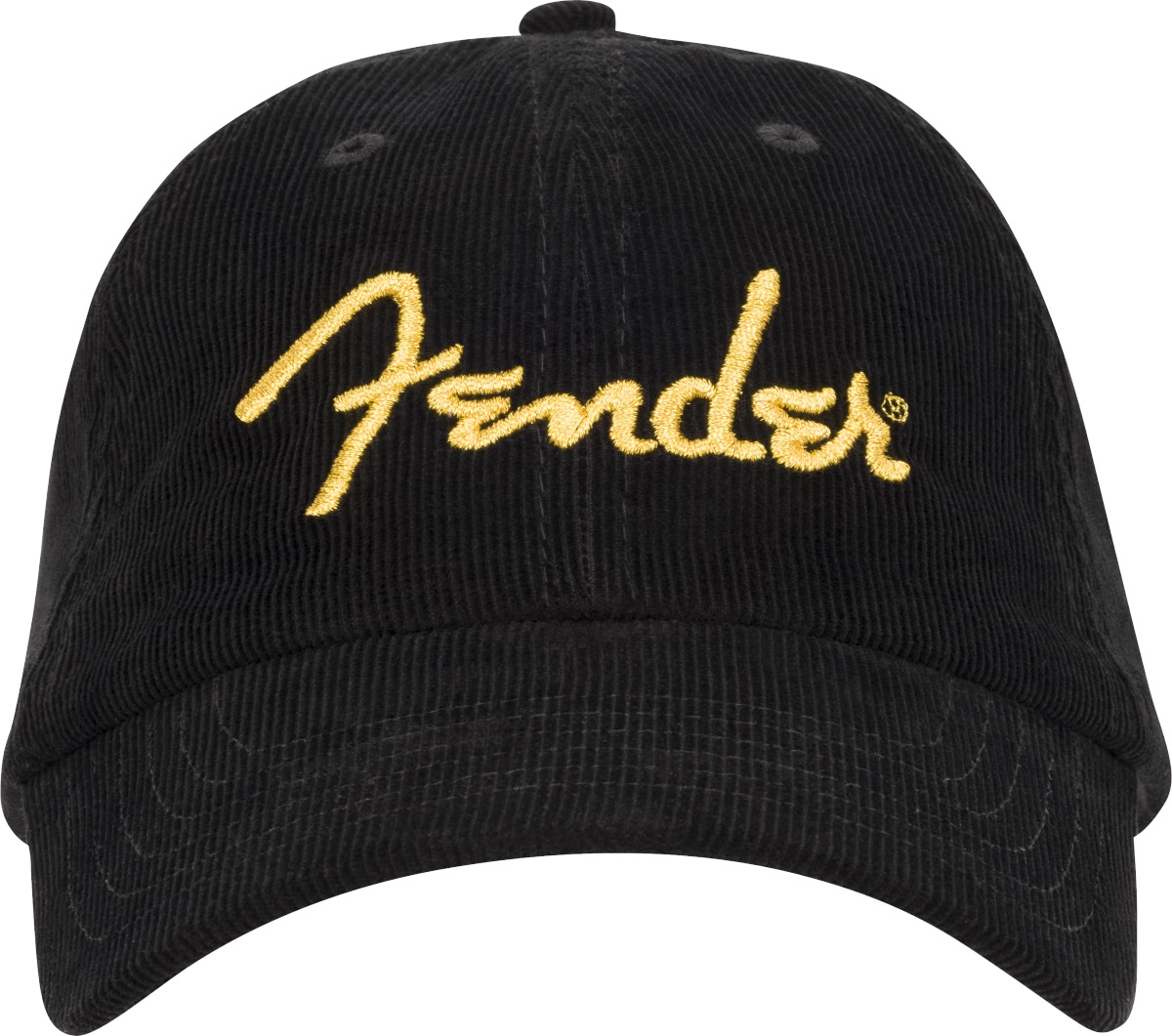 Fender Gold Spaghetti Logo Corduroy Baseball Hat Black One Size