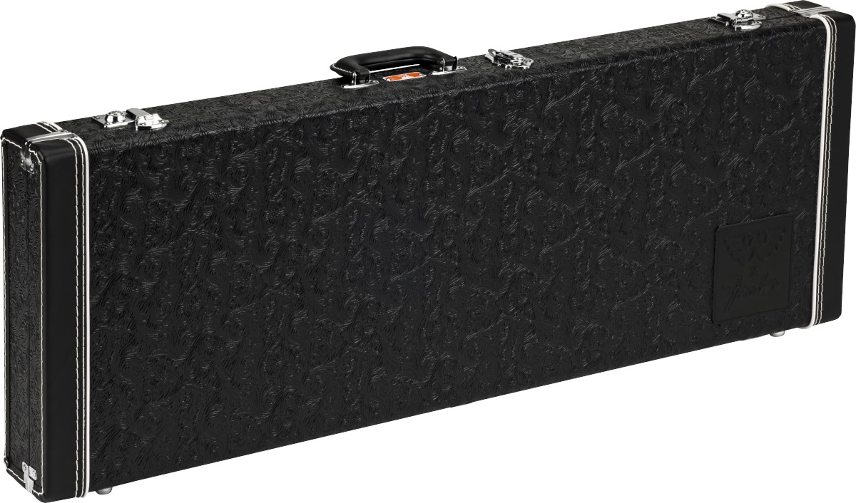 Fender Waylon Jennings Strat/Tele Case, Black Tooled Leather