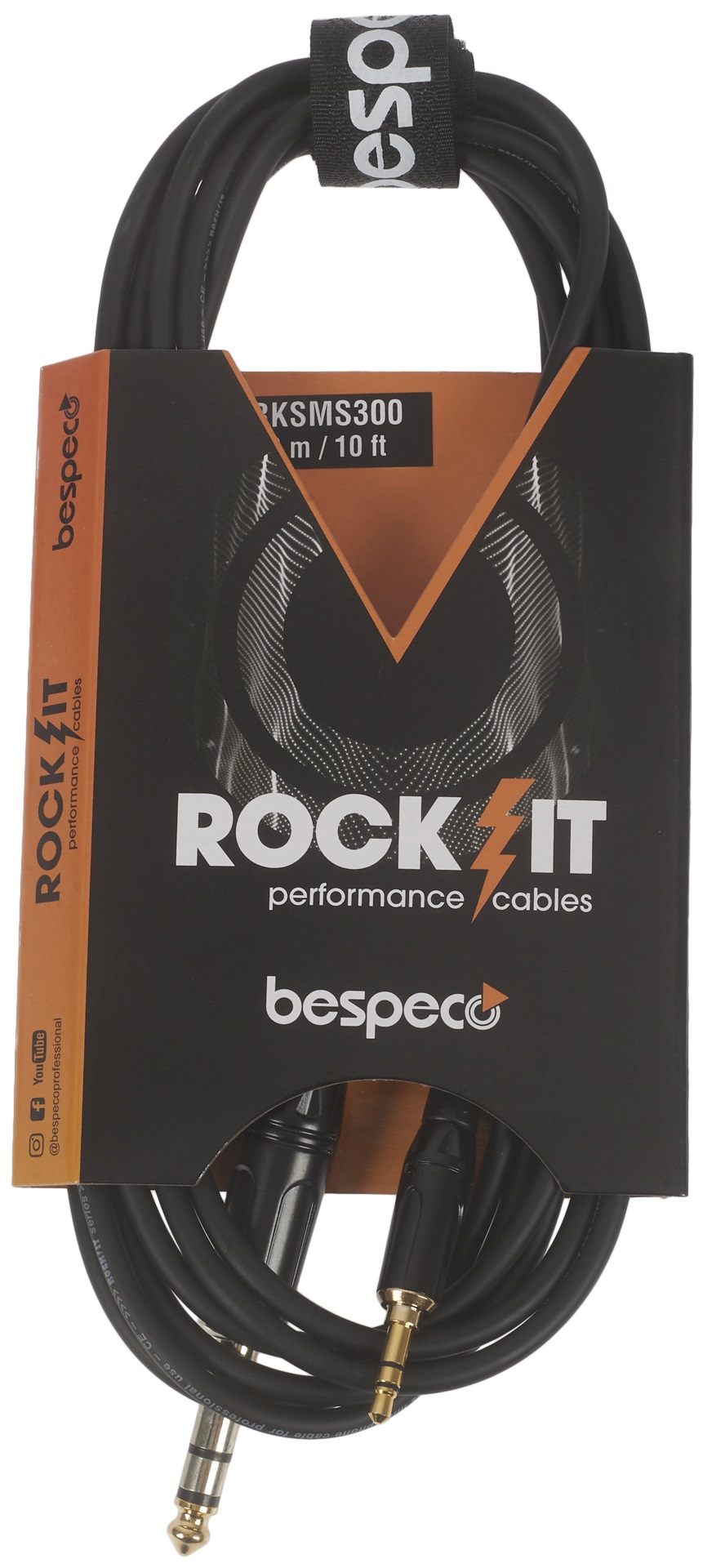 Fotografie Bespeco ROCKIT Stereo Cable Jack 3,5 TRS - Jack TRS 3 m