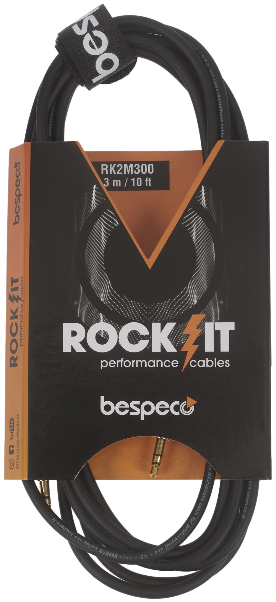 Fotografie Bespeco ROCKIT Stereo Cable Jack 3,5 TRS - Jack 3,5 TRS 3 m