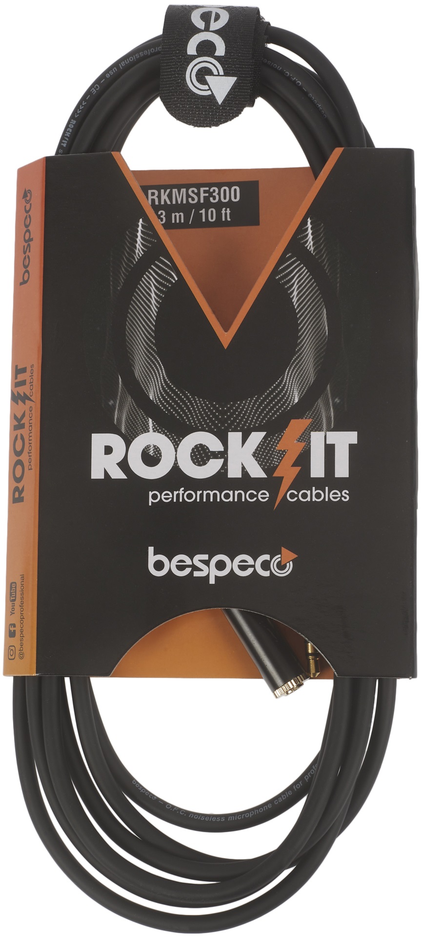 Fotografie Bespeco ROCKIT Stereo Cable Jack 3,5 TRS M - Jack 3,5 TRS F 3 m