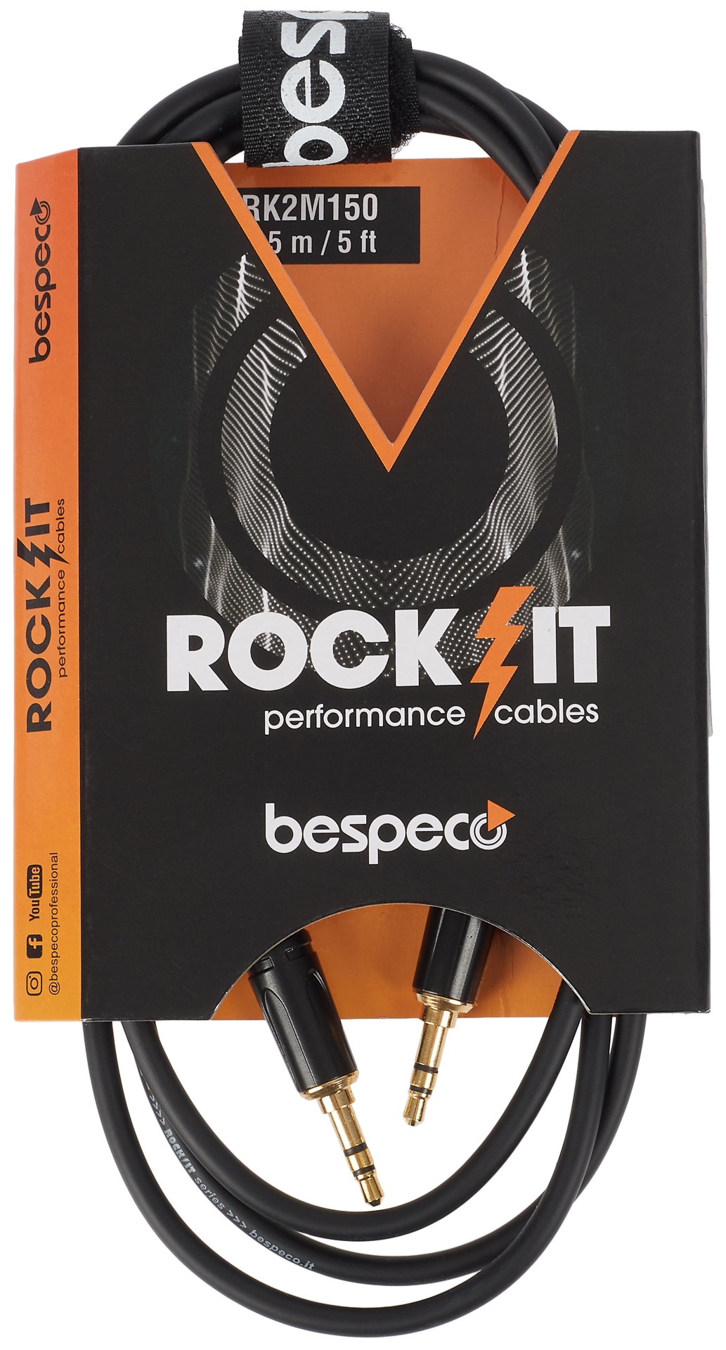 Fotografie Bespeco ROCKIT Stereo Cable Jack 3,5 TRS - Jack 3,5 TRS 1,5 m