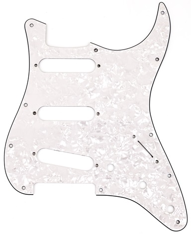 Fender Pickguard, Stratocaster S/S/S, 11-Hole Mount, White Pearl, 4-Pl
