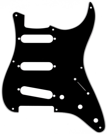 Fender Pickguard, Stratocaster S/S/S, 8-Hole Vintage-Style, Black (B/W
