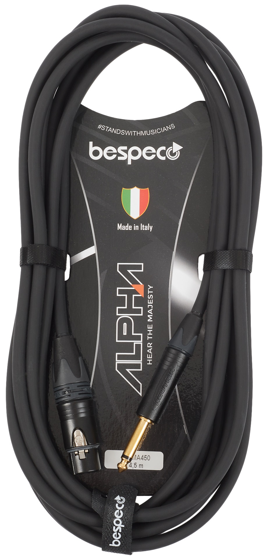 Fotografie Bespeco Alpha Microphone Cable Neutrik XLR F - Jack 4.5 m