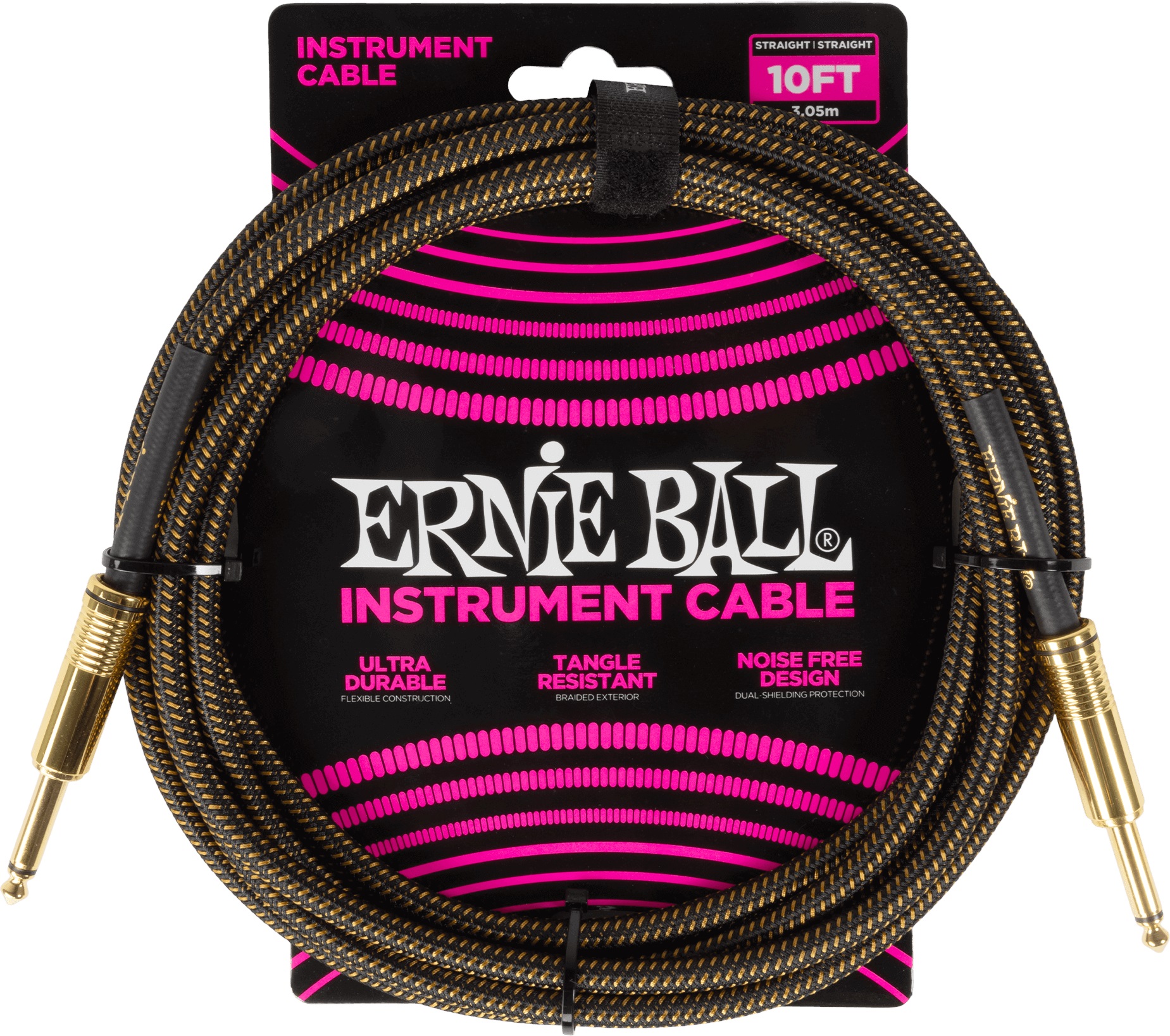 Ernie Ball Braided Instrument Cable Straight/Straight 10ft - Pay Dirt